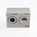 Minimalist White Laundry Washer and Dryer Set 3D Model Right 45 Degree View