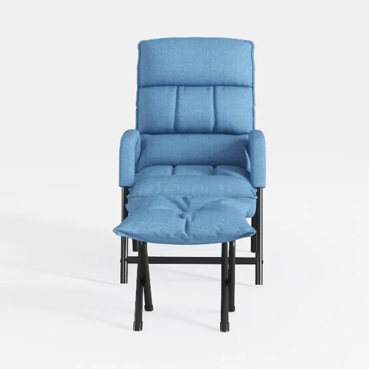 Modern Blue Fabric Lounge Chair with Ottoman 3D Model