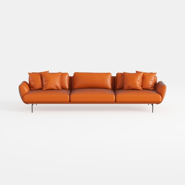 Valencia Varese 90&quot; Full Leather Couch Cognac Tan 