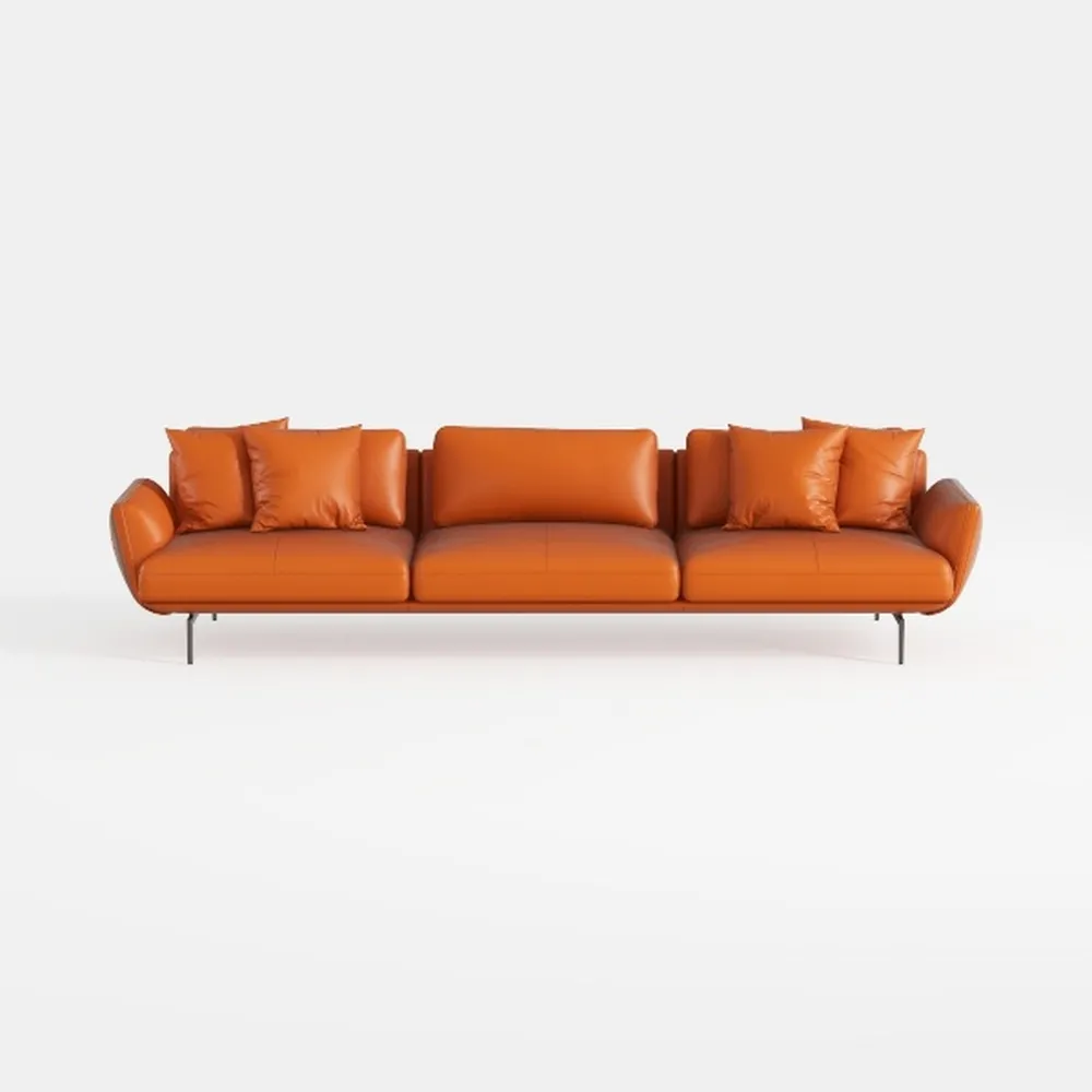 Valencia Varese 90" Full Leather Couch Cognac Tan 