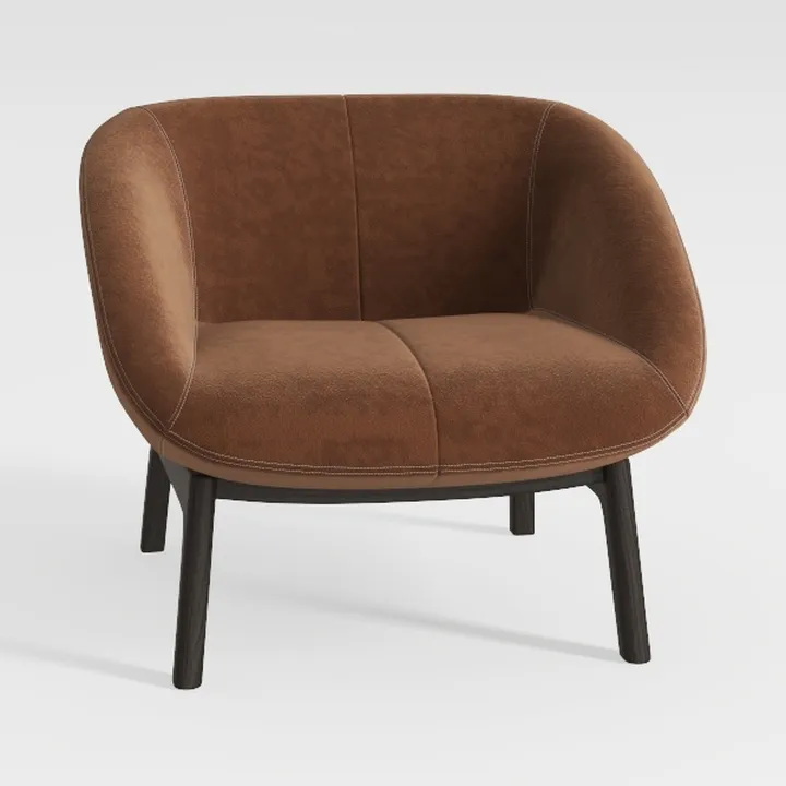 Minimalist Brown Fabric Upholstered Accent Chair 3D Model
