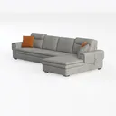 Modern Minimalist Fabric L Shaped Sectional Sofa with Throw Pillows 3D Model Left 45 Degree View