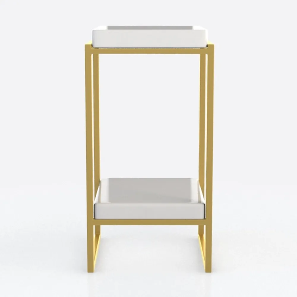 C-Shaped End Table, Small Sofa Table with Metal