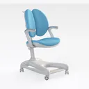 Modern Blue Fabric White Frame Ergonomic Office Chair 3D Model Right 45 Degree View
