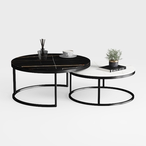 Small Coffee Table Round, Wood Nesting Coffee 