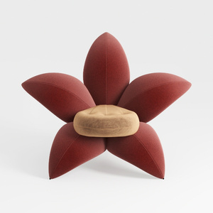 Pumpkin Red Polyester Swivel Chair and Ottoman