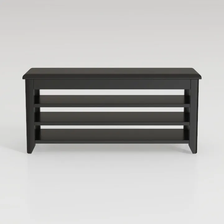 Shoe Bench with Leather Cushion, 3 Tiers Shoe