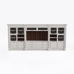 Minimalist White Solid Wood Glass Door Storage Cabinet 3D Model
