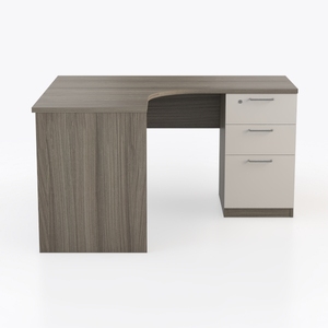 Modern Solid Wood L Shaped Office Desk With Drawers 3D Model